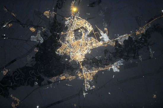 Cities of Russia at Night from Space - Orenburg