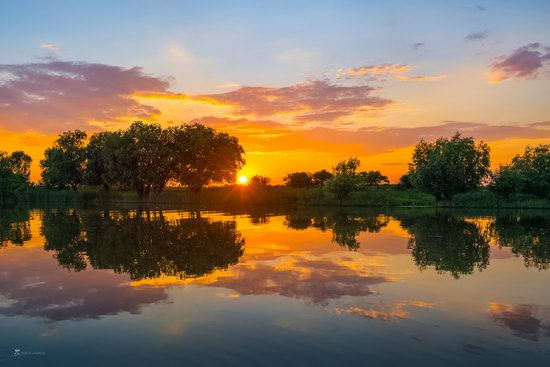 Summer sunset in the Volga River delta, Astrakhan Oblast, Russia, photo 6