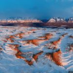 The snow-covered Chara Sands in Eastern Siberia