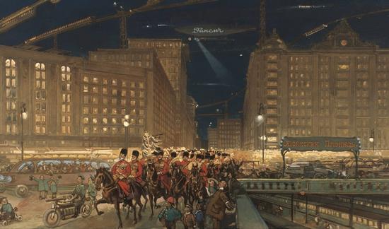 Retrofuturistic Postcards "Moscow 200 Years From Now" (1914) - Lubyanka Square