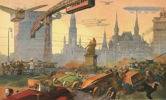Retrofuturistic Postcards "Moscow 200 Years From Now" (1914) - Red Square