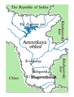 Amur oblast map of Russia