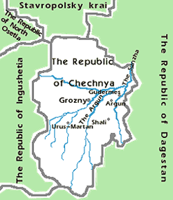 Chechnya republic map of Russia