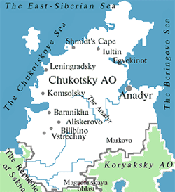 Chukotka okrug map of Russia