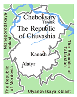 Chuvashia republic map of Russia