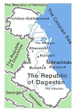 Dagestan republic map of Russia