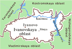 Ivanovo oblast map of Russia