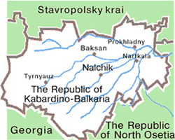 Kabardino-Balkaria republic map of Russia