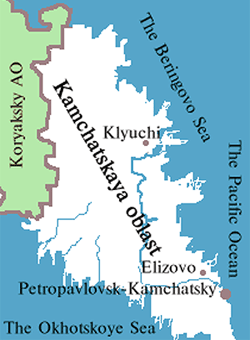 Kamchatka krai map of Russia