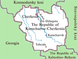 Karachay-Cherkessia republic map of Russia