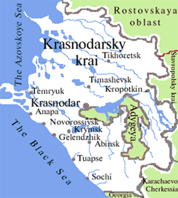 Krasnodar krai map of Russia