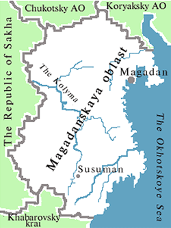 Magadan oblast map of Russia