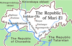 Mari El republic map of Russia