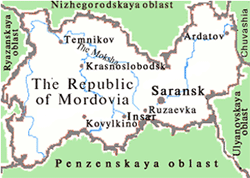 Mordovia republic map of Russia