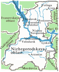 Nizhegorodskaya oblast map of Russia