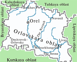 Orel city map of Russia