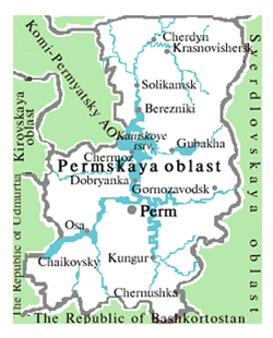 Perm krai map of Russia