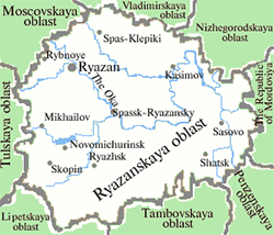 Ryazan oblast map of Russia