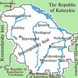 Stavropol krai map of Russia