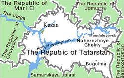 Tatarstan republic map of Russia