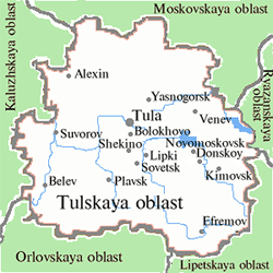 Tula oblast map of Russia