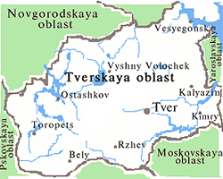 Tver oblast map of Russia