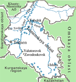Tyumen oblast map of Russia