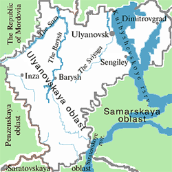 Ulyanovsk oblast map of Russia