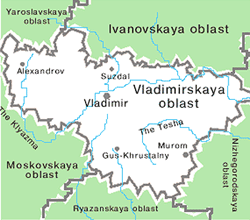 Vladimir oblast map of Russia