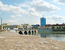 Trinity Bridge in the center of Chelyabinsk