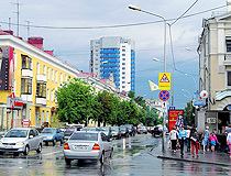 After the rain in the center of Kurgan