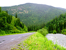 Paved road in Tuva