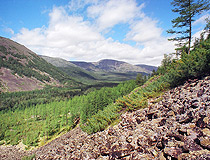 Hilly landscape in the Zabaykalsky region