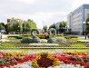 Flower bed with swans in Nefteyugansk